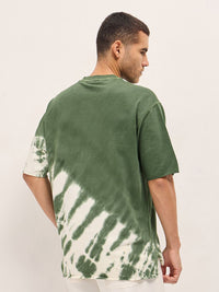THE BEAR HOUSE Men Dyed Round Neck Cotton Oversized T-shirt