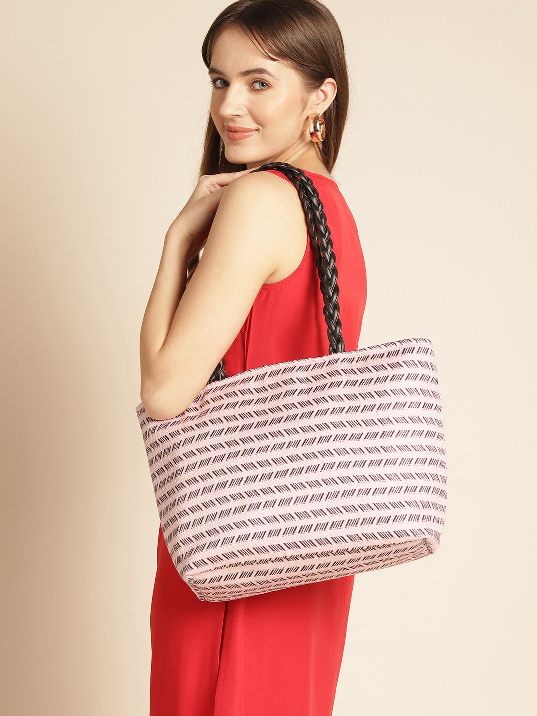 Anouk Geometric Self Design Structured Shoulder Bag