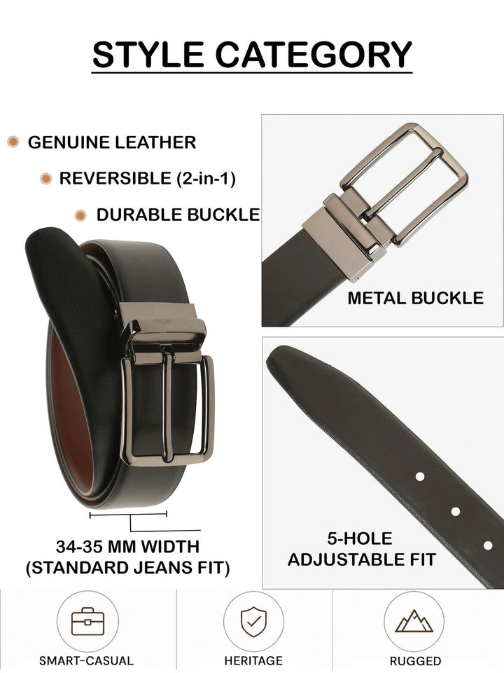 Teakwood Leathers Men Leather Reversible Formal Belt