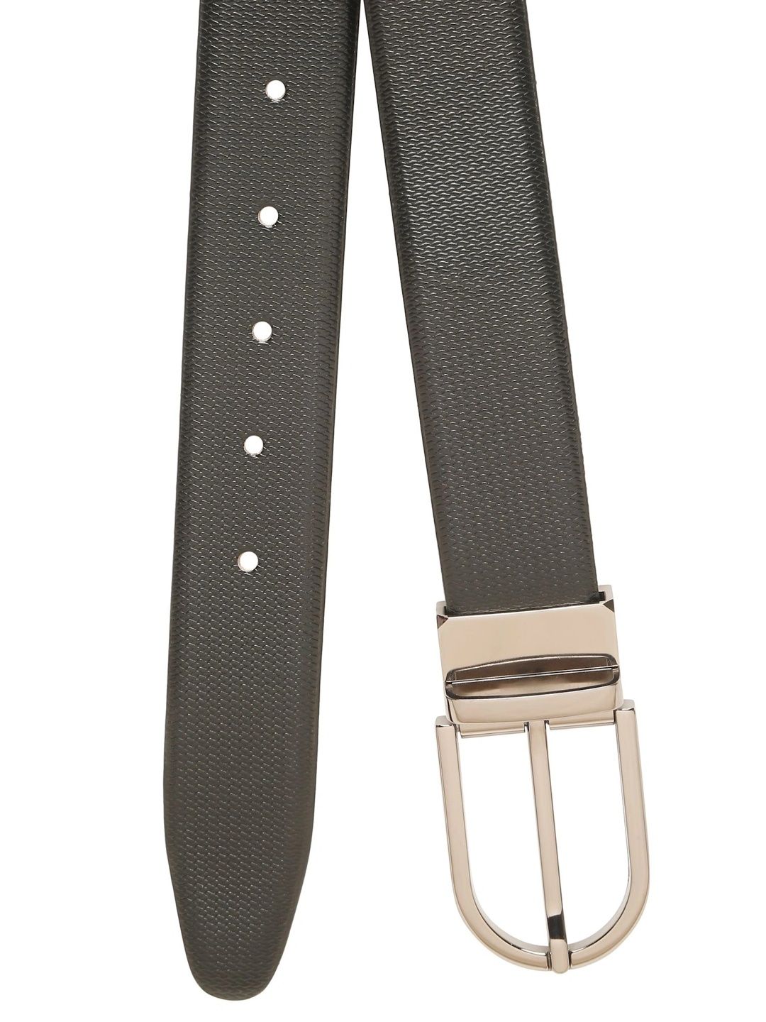 Teakwood Leathers Men Textured Leather Reversible Formal Belt