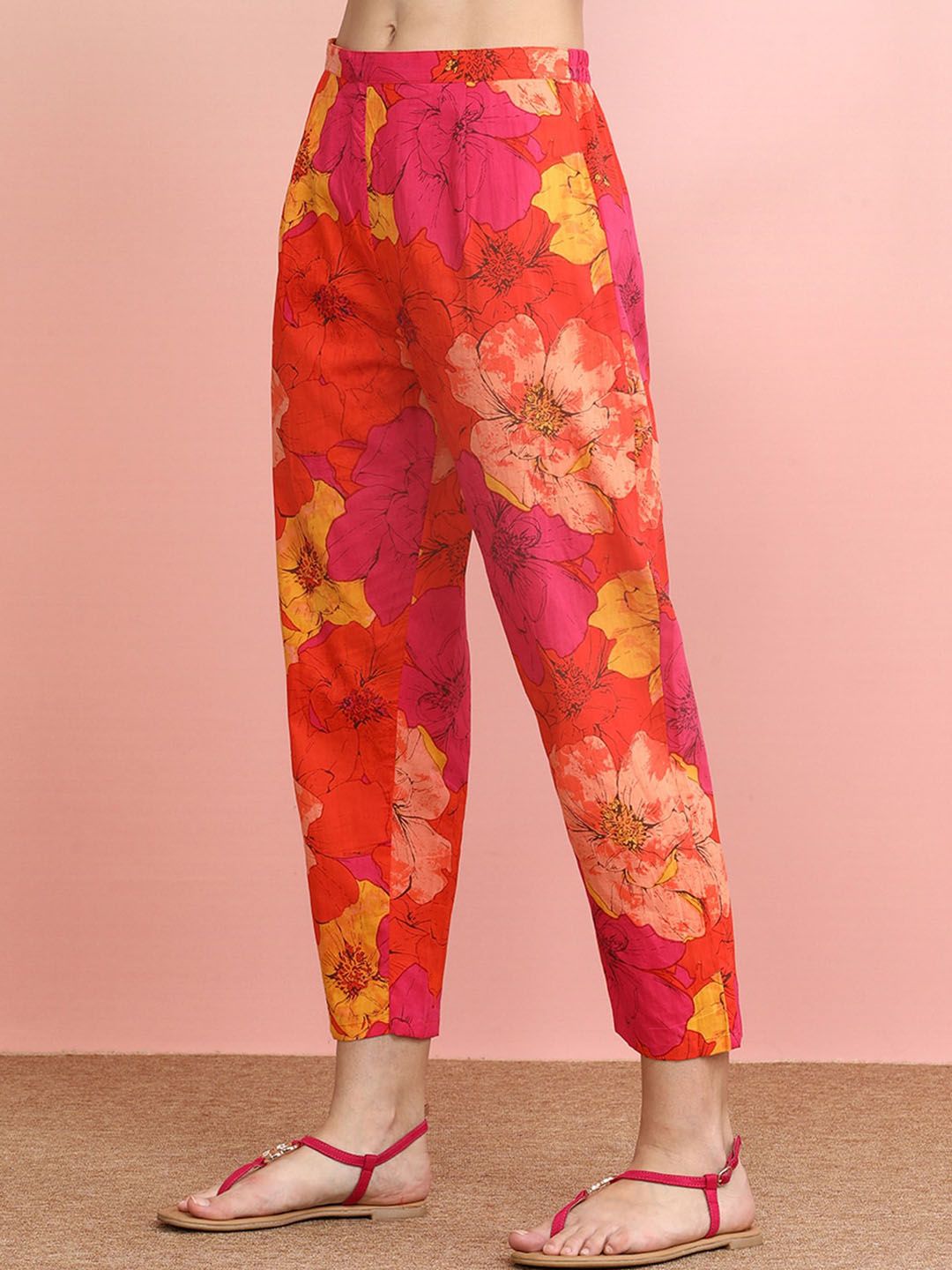 Indo Era Printed Pure Cotton Tunic With Trousers Co-Ords