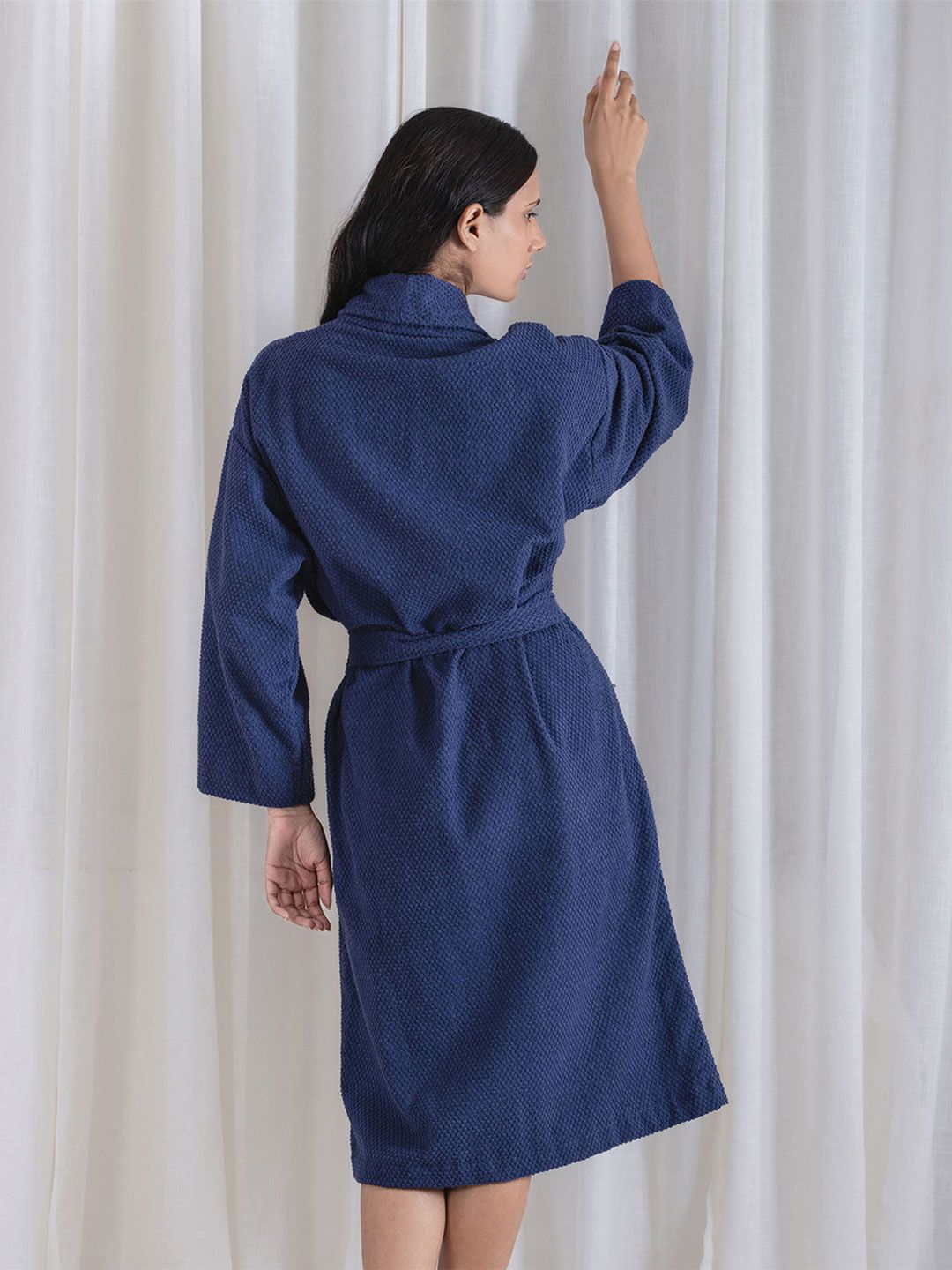 MYTRIDENT Unisex Blue 240 GSM Pure Cotton Bath Robe