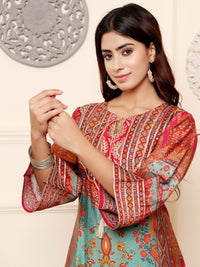 Varanga Ethnic Motifs Printed Chanderi Silk Kurta With Trousers And Dupatta