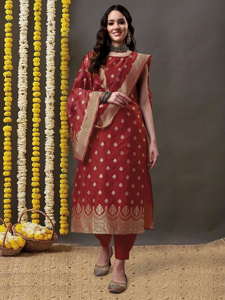 KALINI Ethnic Motifs Woven Design Kurta & Salwar With Dupatta