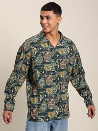 Bene Kleed Men Abstract Printed Opaque Oversize Casual Shirt