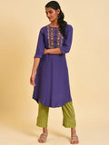 W Floral Yoke Design Thread work Regular Thread Work Kurta With Trousers