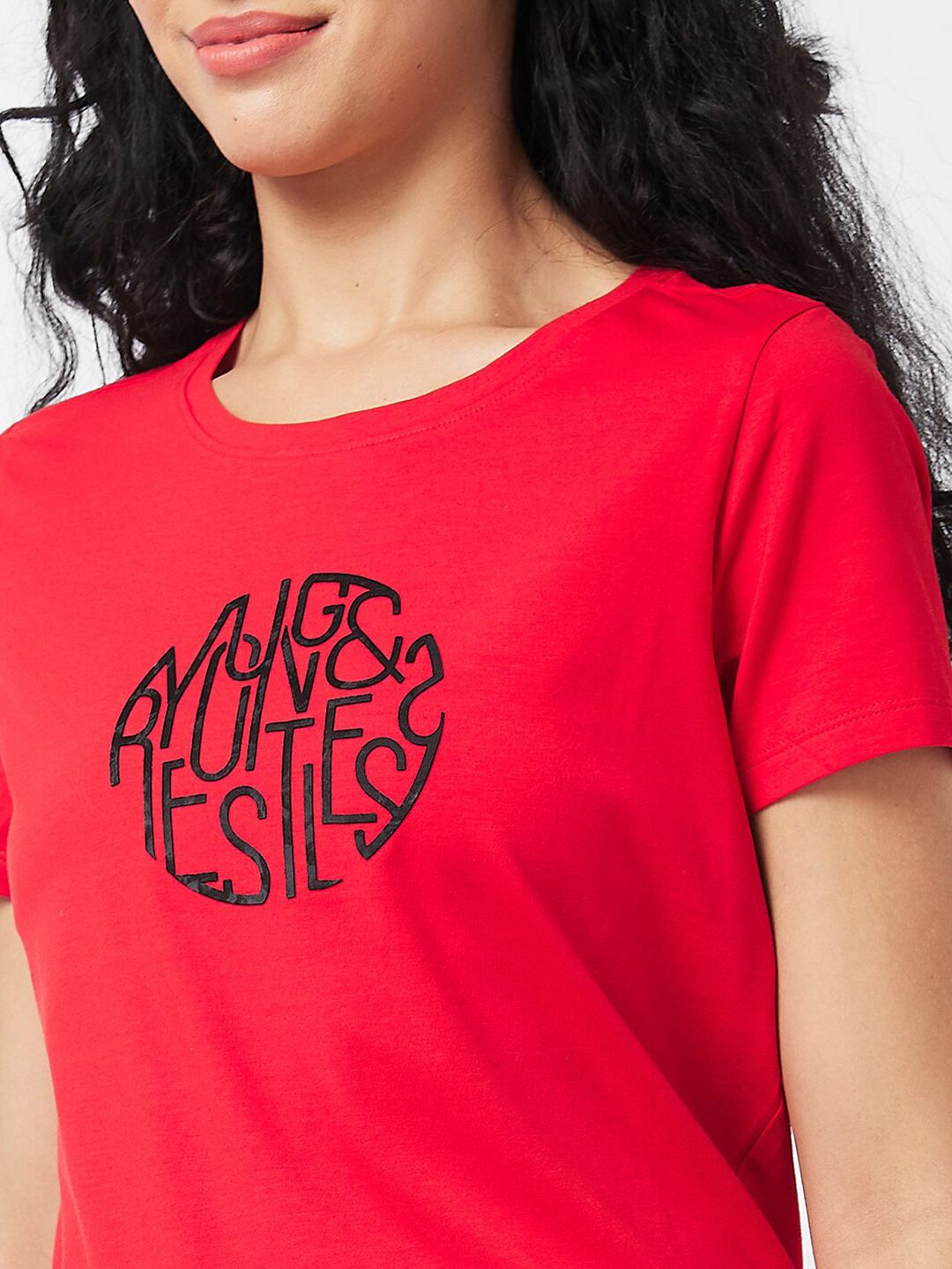 SPYKAR Typography Printed Round Neck Cotton T-shirt