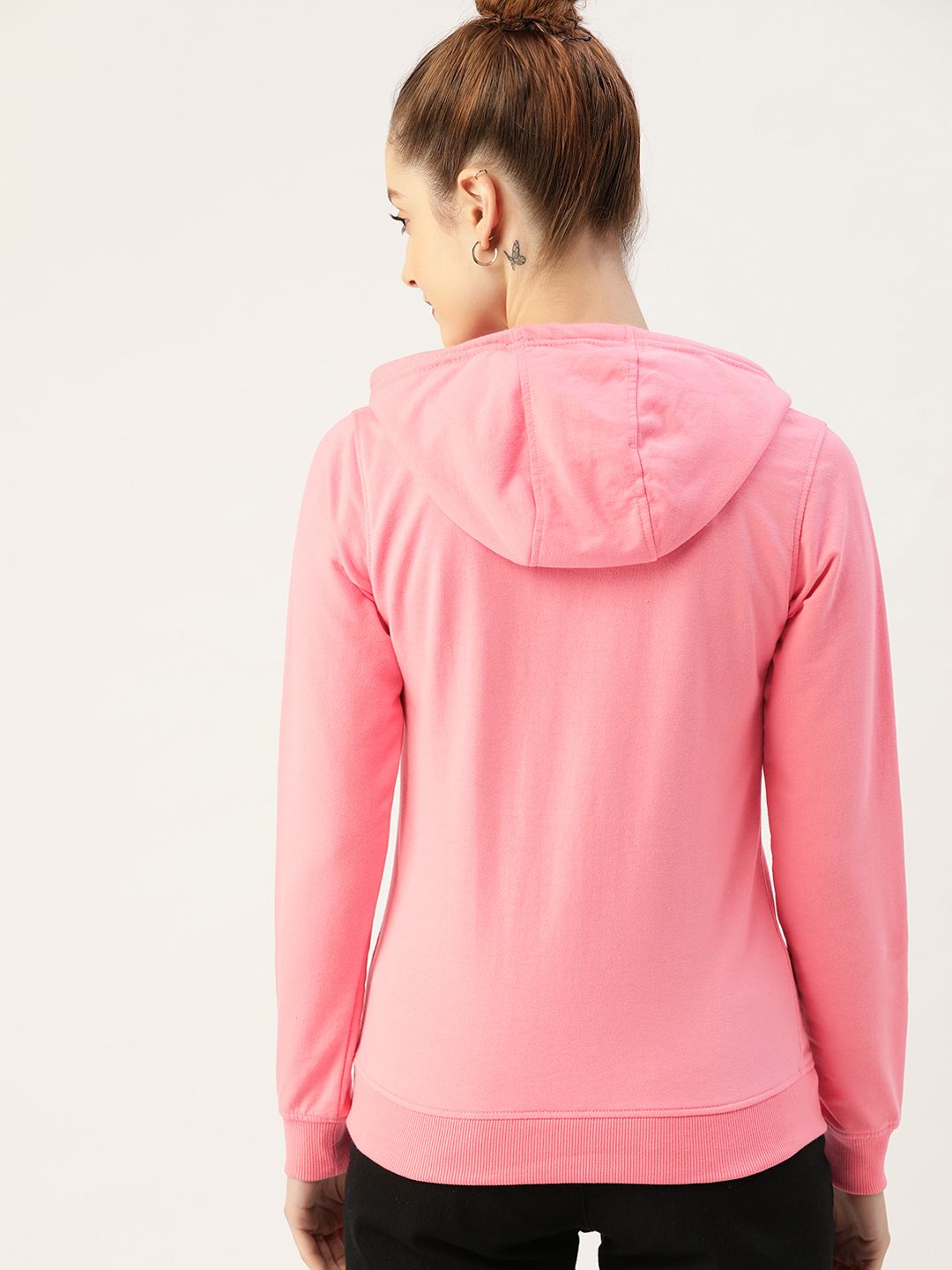 DressBerry Women Pink Hooded Sweatshirt