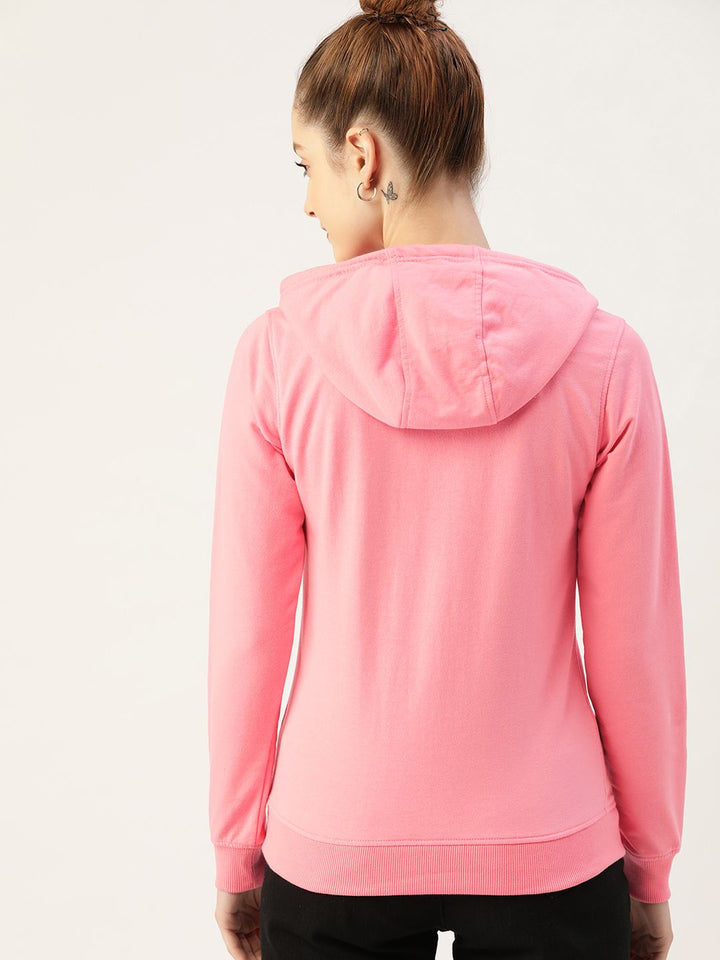 DressBerry Women Pink Hooded Sweatshirt