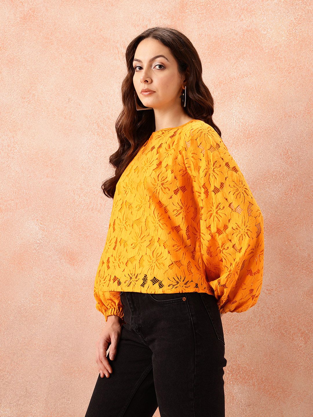 all about you Self Design Puff Sleeve Top