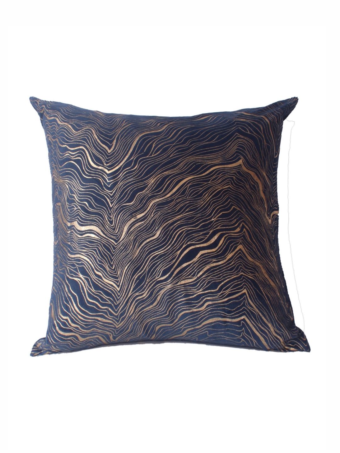 STITCHNEST Blue & Gold-Toned 5 Pieces Abstract Velvet Square Cushion Covers