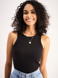 SASSAFRAS BASICS Round Neck Ribbed Cotton Top