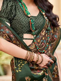Saree mall Brown Kalamkari Printed Baluchari Saree