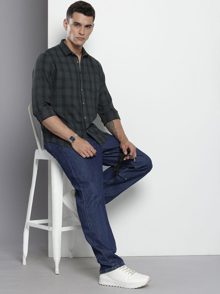 The Indian Garage Co Slim Fit Checked Pure Cotton Casual Shirt