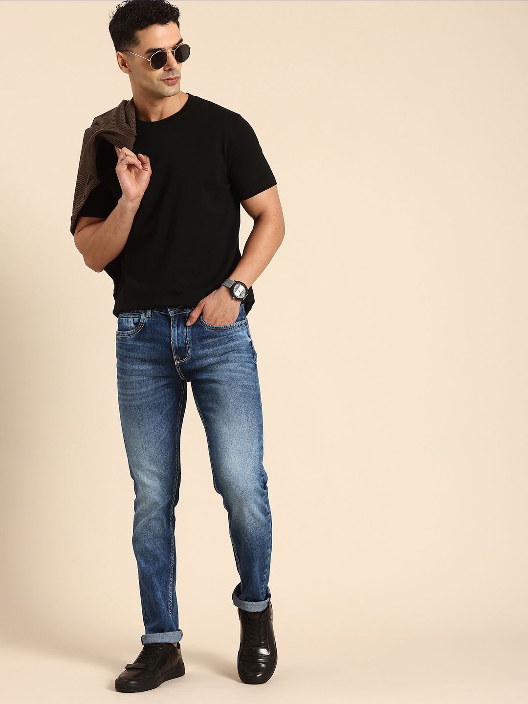 Being Human Men Skinny Fit Heavy Fade Stretchable Jeans