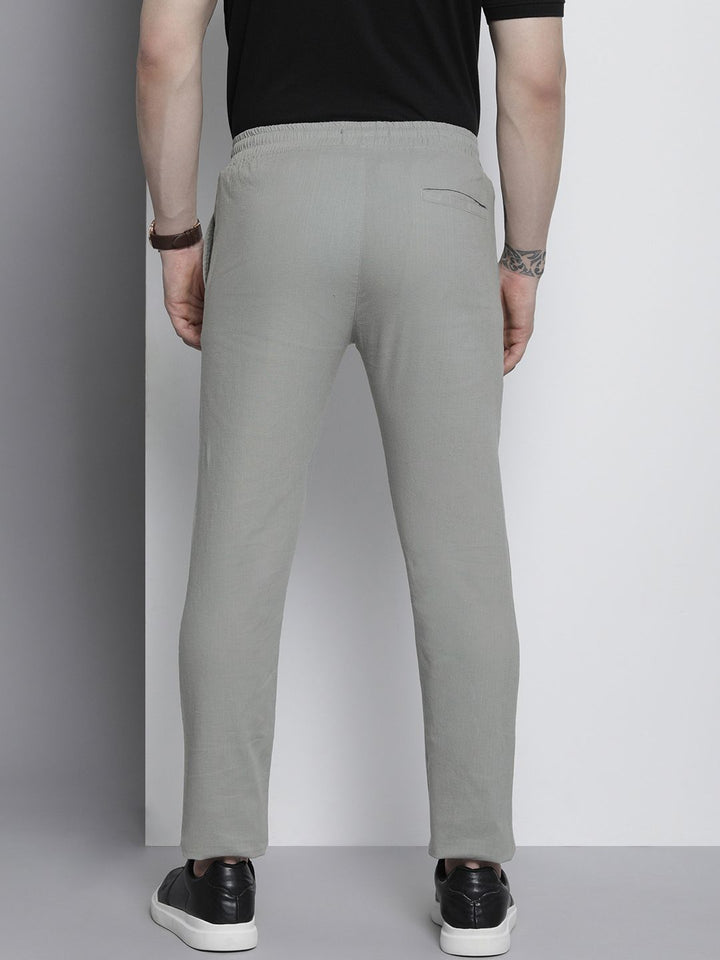 The Indian Garage Co Men Grey Slim Fit Cotton Trousers