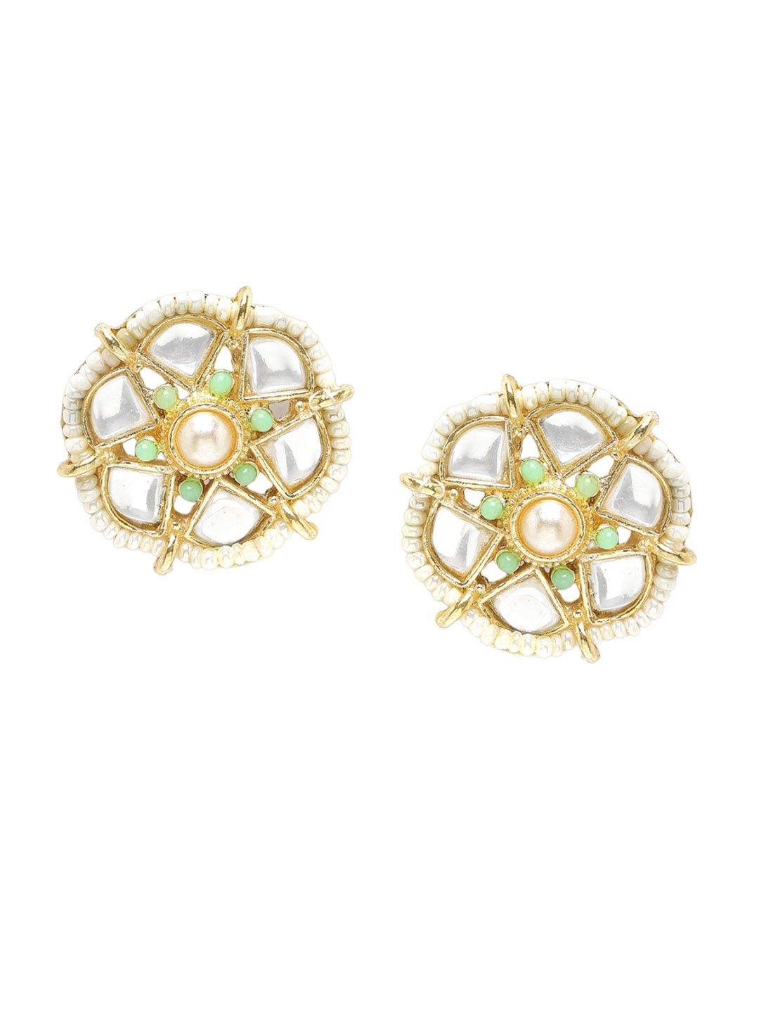 KARATCART Gold-Plated Beaded Kundan-Studded Jewellery Set