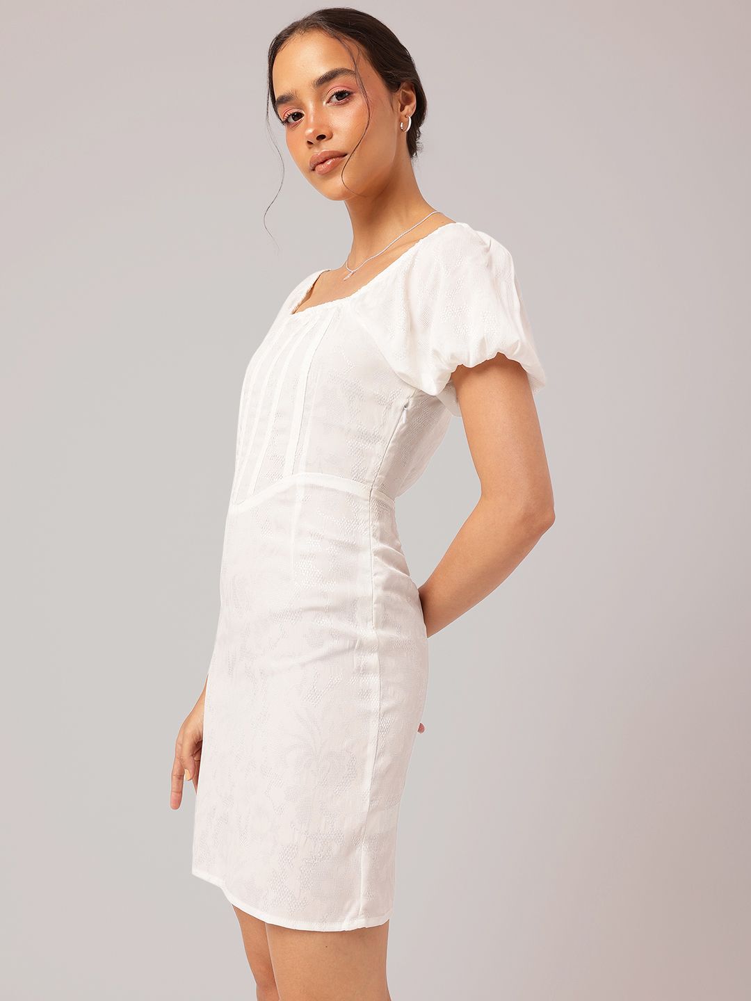 DressBerry Girly Glam Ivory Mini Dress