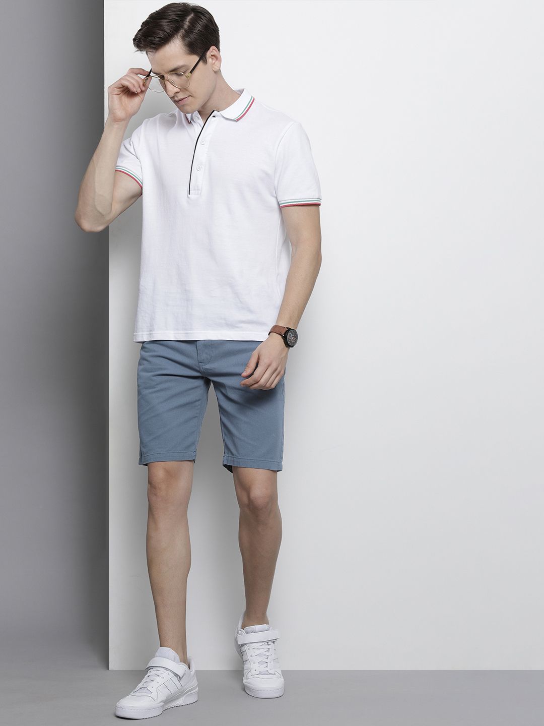 The Indian Garage Co Men Blue Slim Fit Chino Shorts