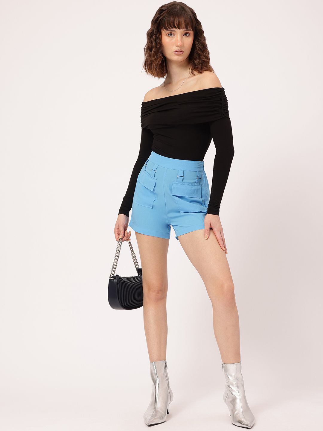 DressBerry Solid High-Rise Shorts