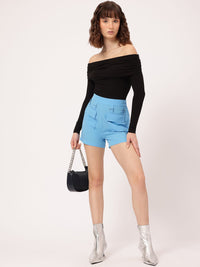 DressBerry Solid High-Rise Shorts