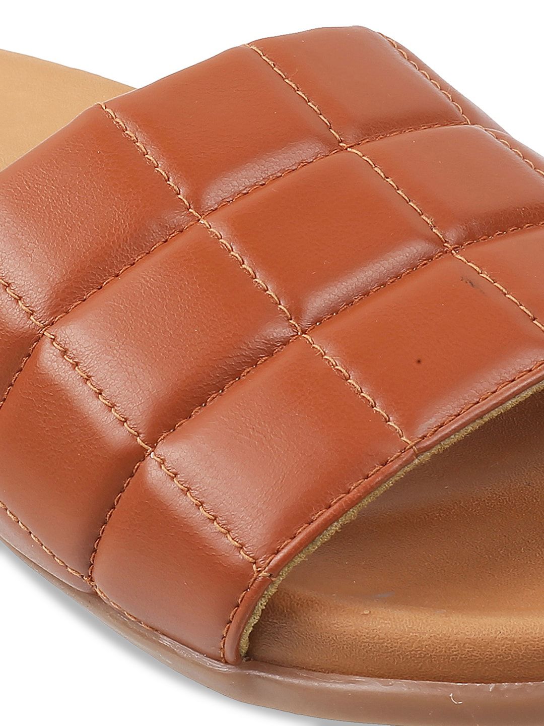 Metro Women Tan Open Toe Flats