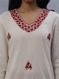 W Women Embroidered Mirror Work Kurta