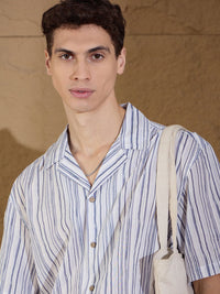 DENNISON Men Vertical Striped Oversized Casual Shirt