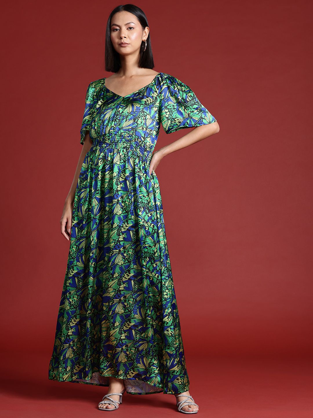 all about you Floral Print Satin Maxi Dress