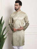SOJANYA Woven Design Mandarin Collar Silk Cotton Kurta