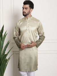 SOJANYA Woven Design Mandarin Collar Silk Cotton Kurta