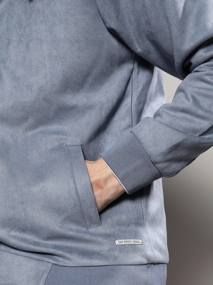 Kampus Sutra Grey Suede Windcheater Jaket Disesuaikan