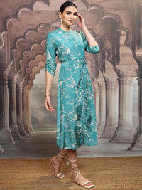 Vishudh Floral Printed Fit & Flare Midi Dress