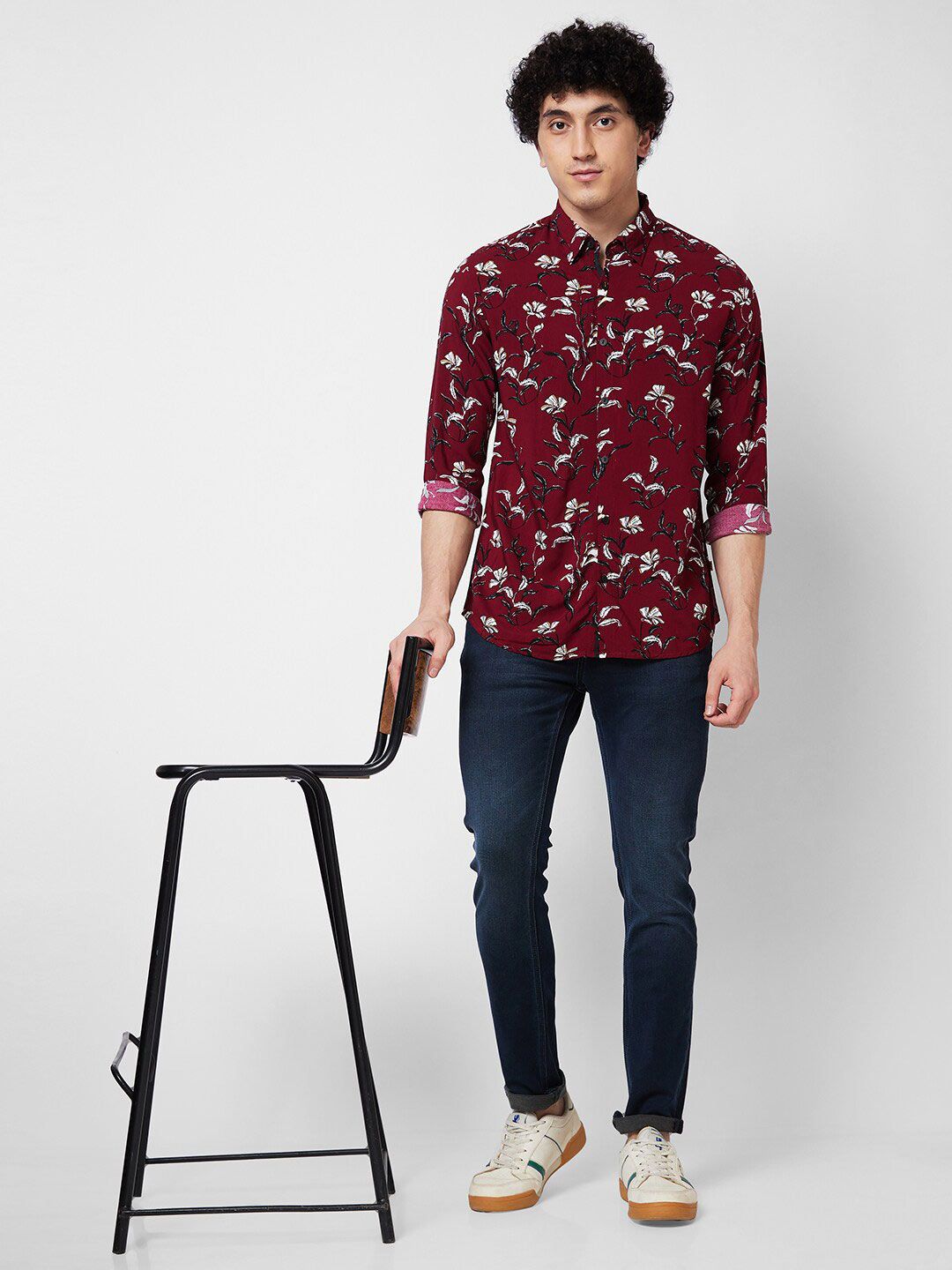 SPYKAR Floral Printed Long Sleeves Cotton Casual Shirt