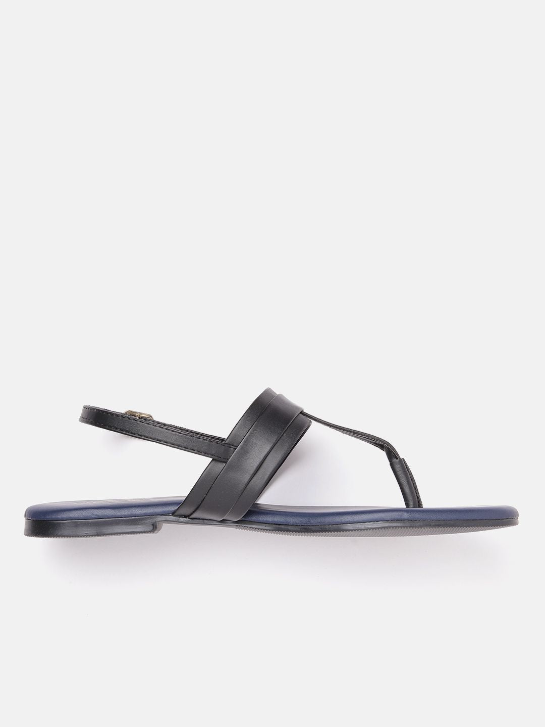 DressBerry Women Solid T-Strap Flats with Buckle Detail