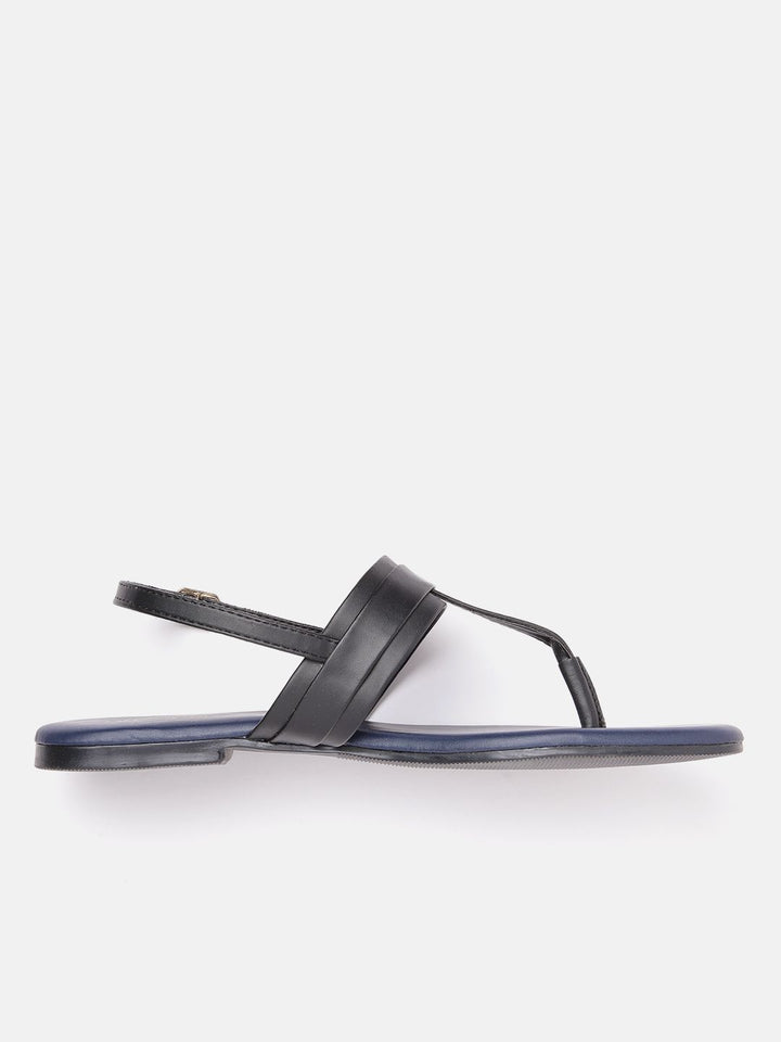 DressBerry Women Solid T-Strap Flats with Buckle Detail