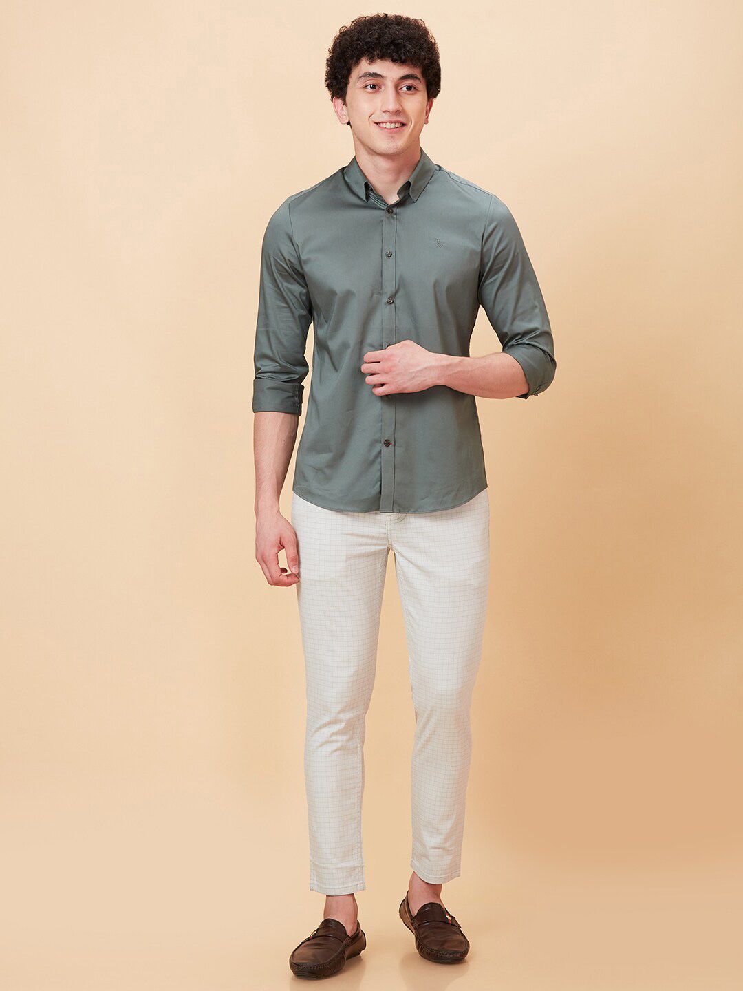 Being Human Spread Collar Slim Fit Cotton Casual Shirt