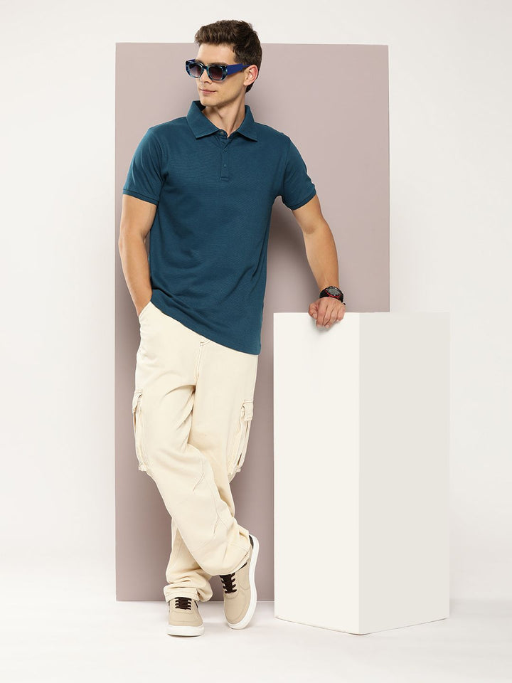 DILLINGER Men Polo Collar Honeycomb Structure T-shirt