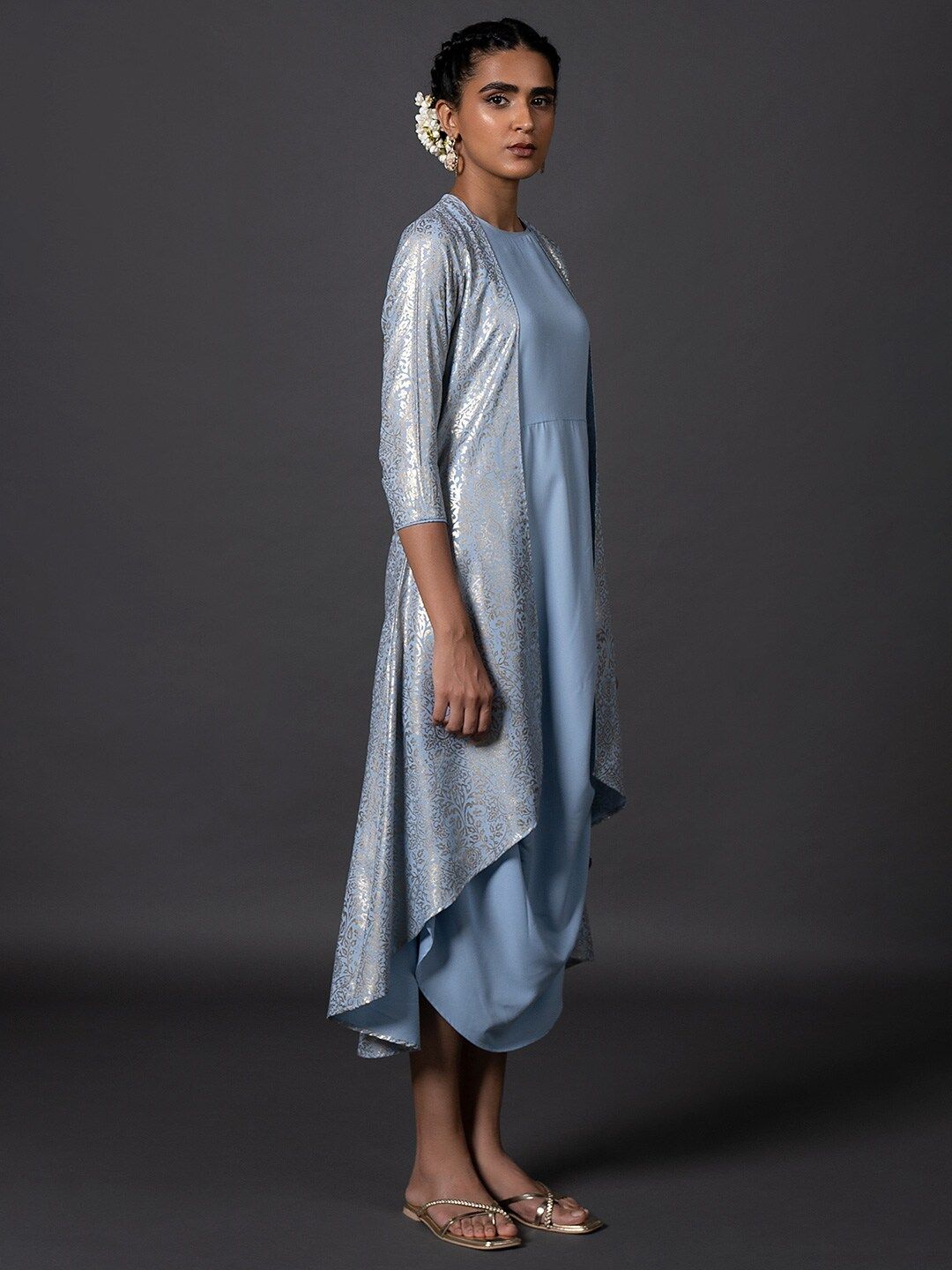 W Blue Ethnic A-Line Dress
