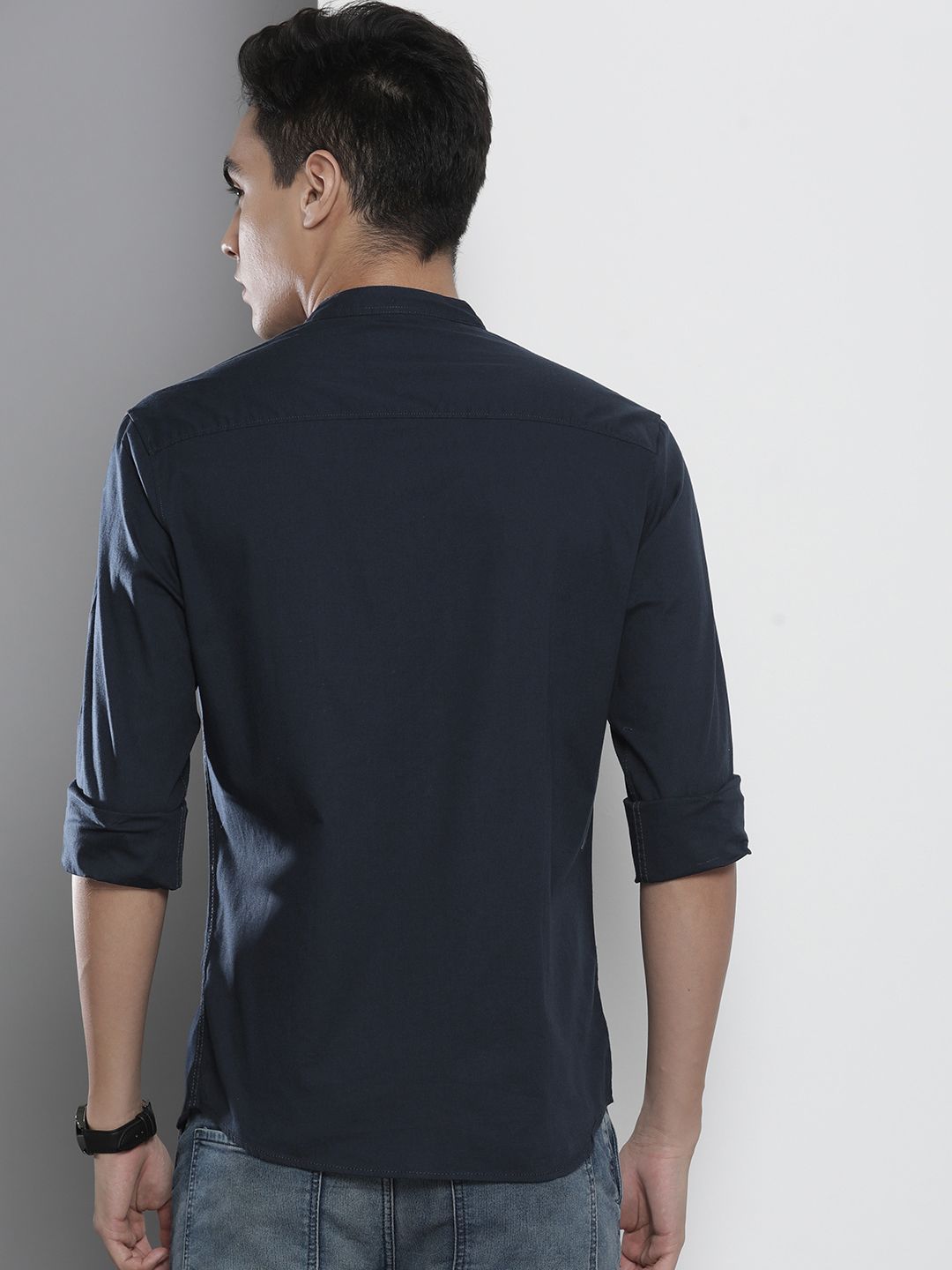The Indian Garage Co Pure Cotton Mandarin Collar Casual Shirt