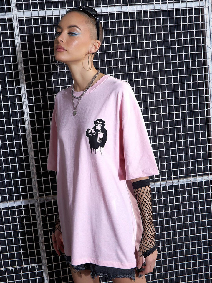 SASSAFRAS Graphic Printed Drop-Shoulder Oversized Pure Cotton T-shirt