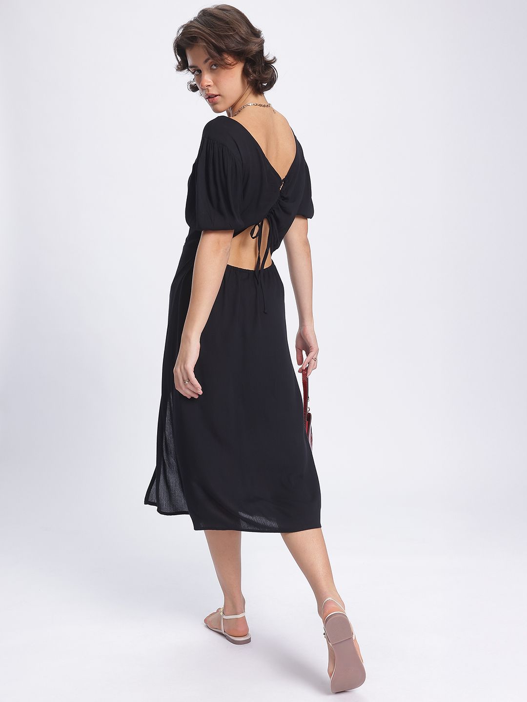 DressBerry Moonlight Muses Styles Back Side Sit A-Line Midi Dress