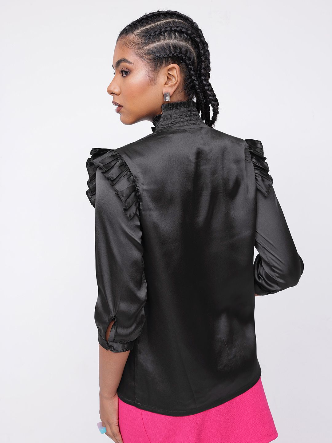 DressBerry Dark Raven Ruffle Gathered Top