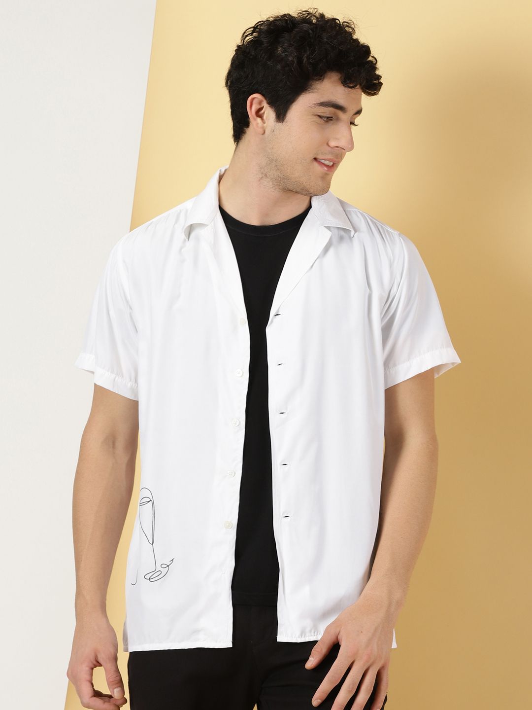 Thomas Scott Classic Spread Collar Short Sleeves Casual Shirt