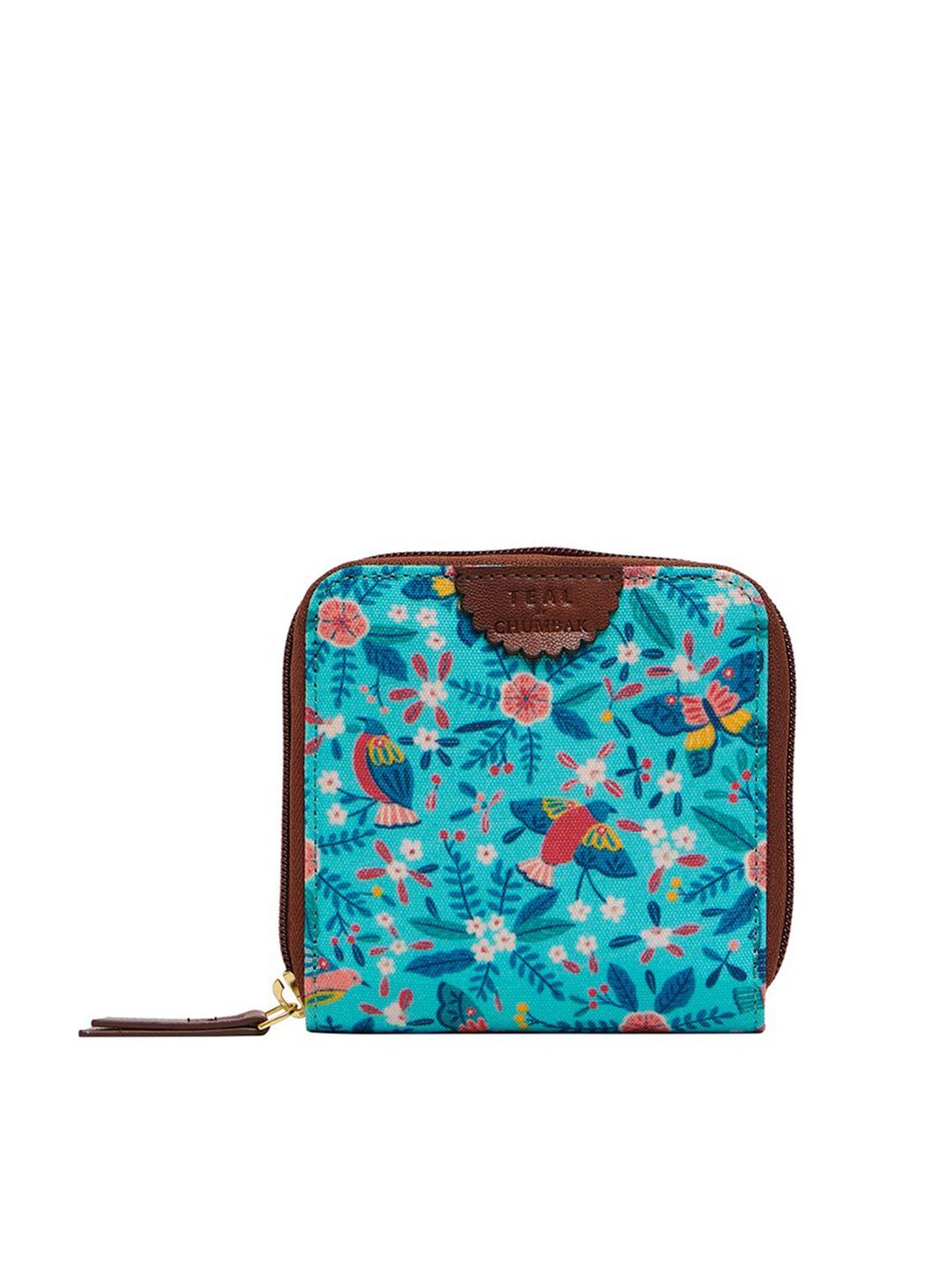 TEAL BY CHUMBAK Women Floral Printed Canvas Zip Around Wallet