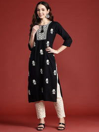 Indo Era Women Floral Embroidered Thread Work Kurta