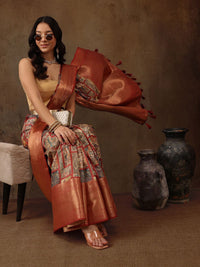 Silk Land Kanjeewaram Art Silk Zari Woven Digital Print saree