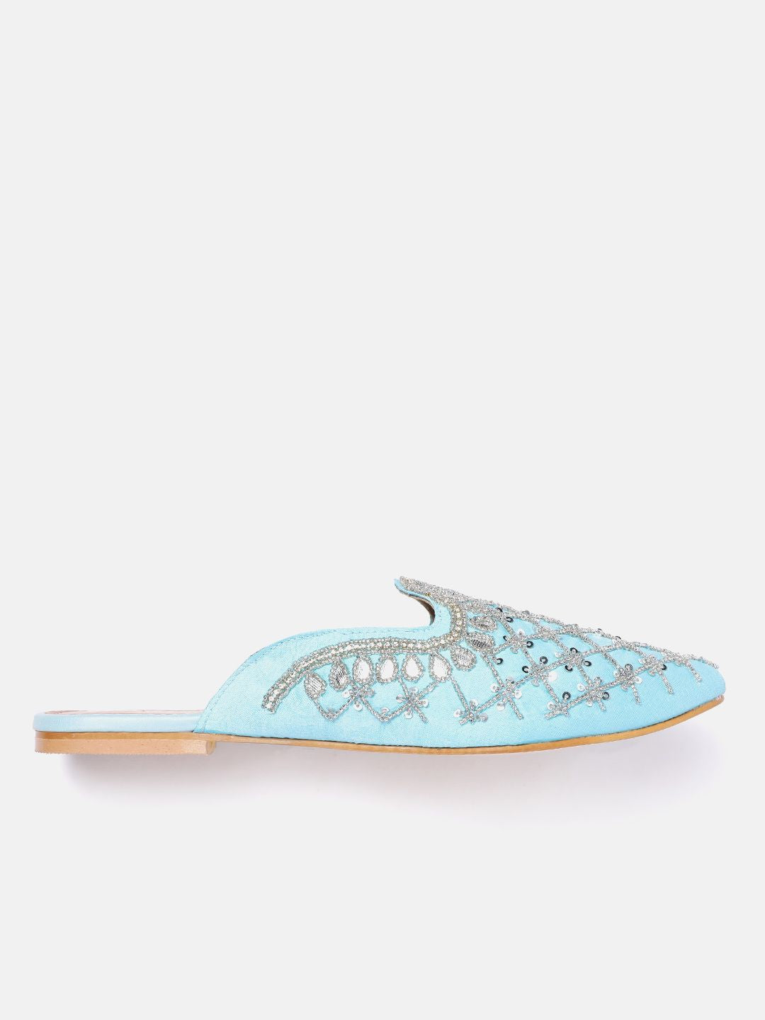 House of Pataudi Leather Embellished Ethnic Mules