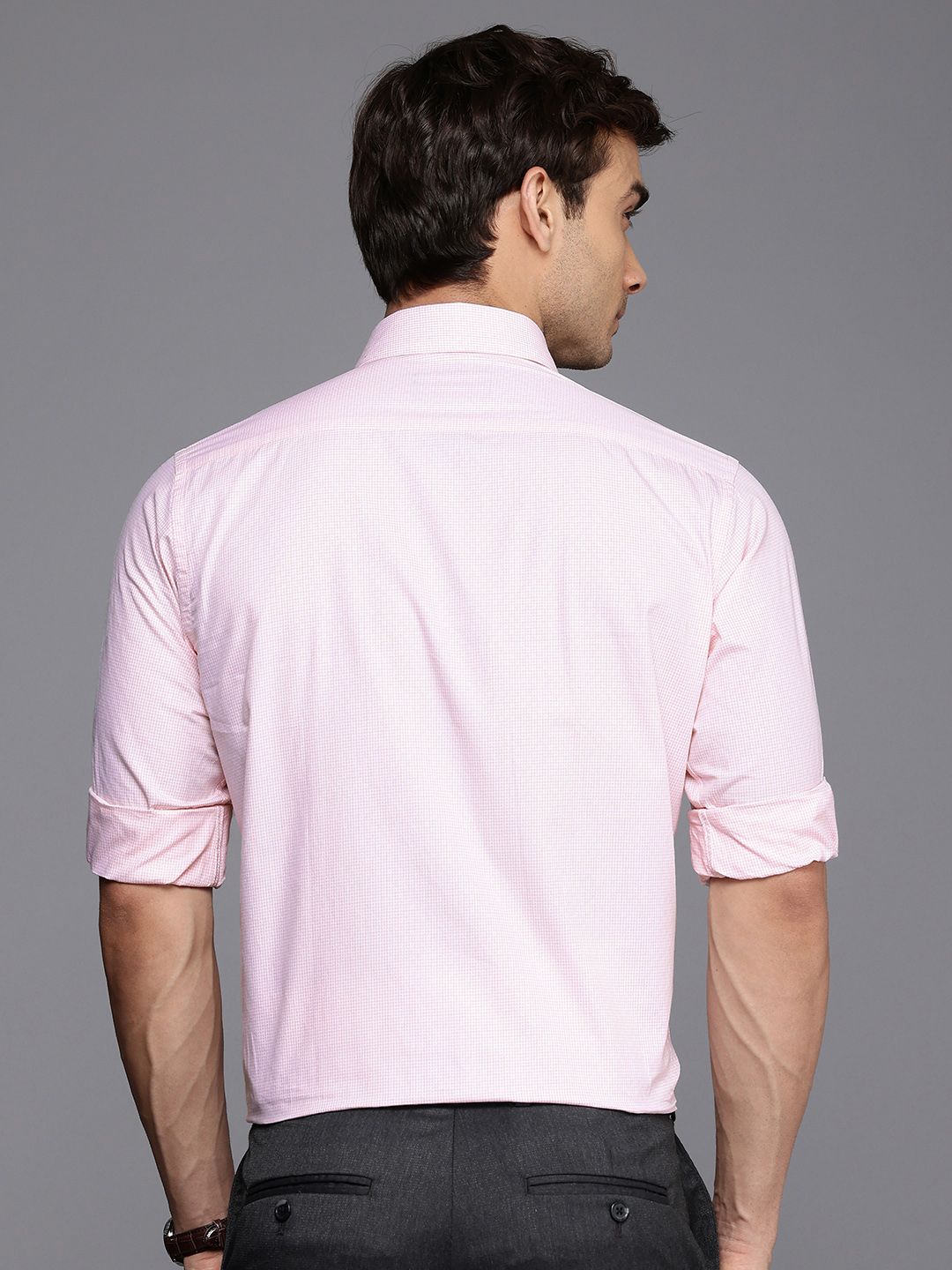 Raymond Slim Fit Micro Checks Opaque Pure Cotton Formal Shirt