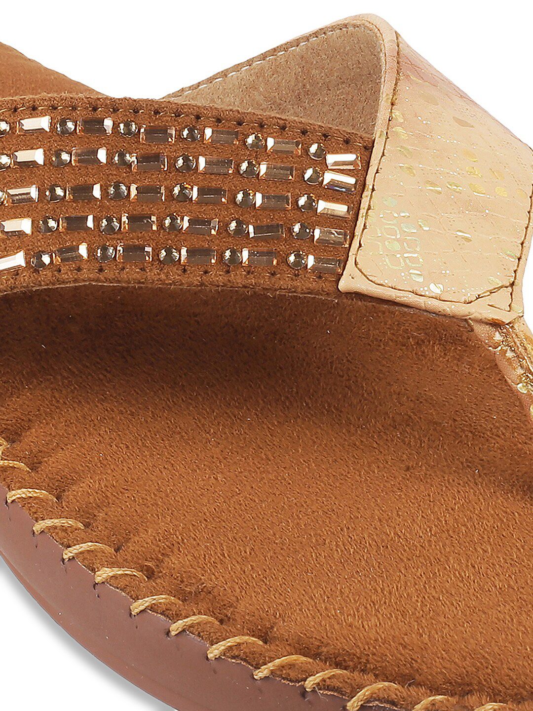 Mochi Gold-Toned Embellished Comfort Heels